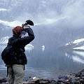 Mists rise in this glacial lake.