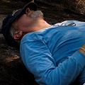 A friend naps while I photographed plants.