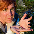 With a gecko, Western Australia.