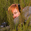 Beth photographing Cephalotus, Western Australia.